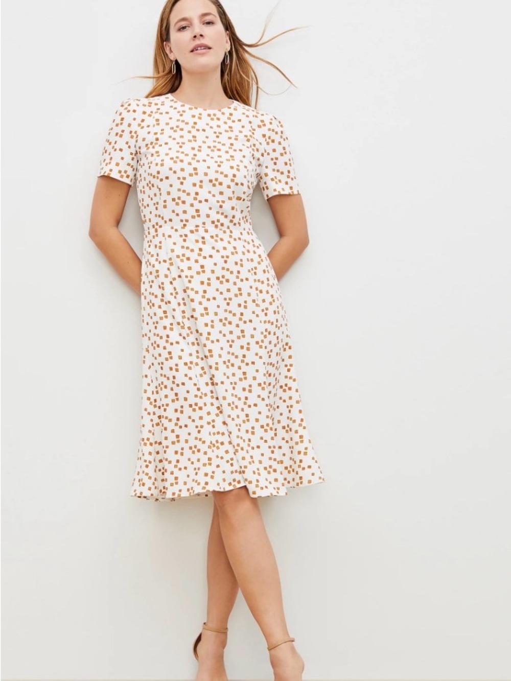MM Lafleur Inez Ivory Mozaic Flattering Midi Dress